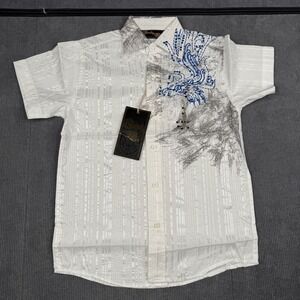 Franky Max Vintage Embroidered short Sleeve Button Down Shirt  NWT Sz M